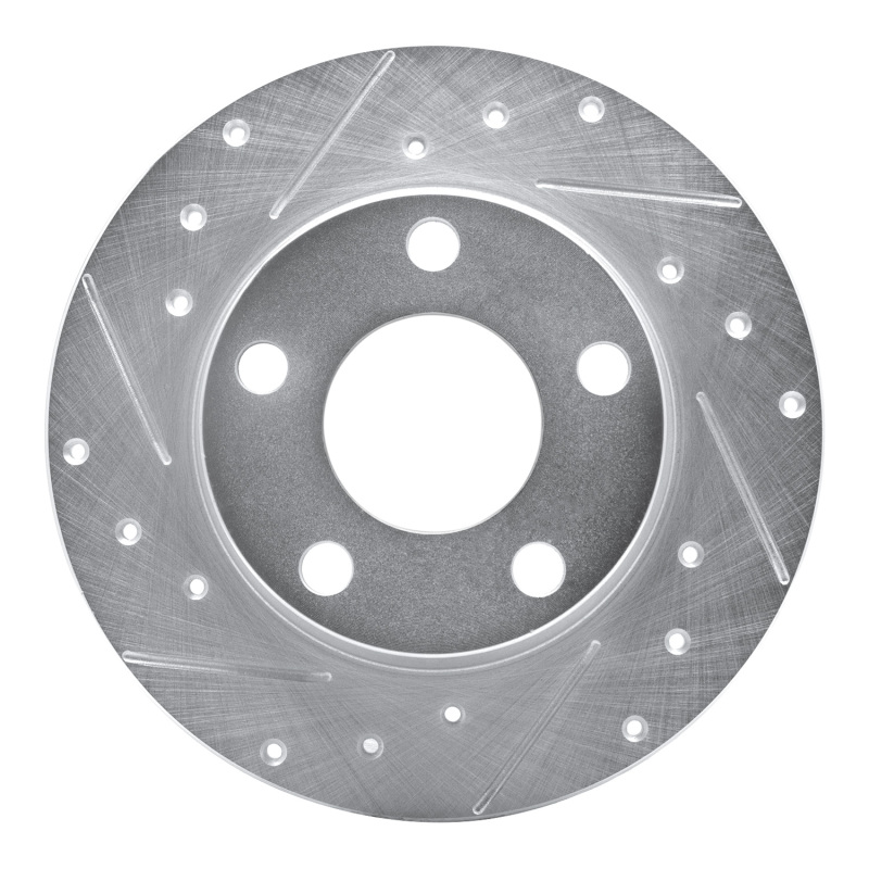 Audi A6 Brake Rotor (1) - Rear Left - R1 Concepts - Drilled & Slotted - Silver - `99-`05